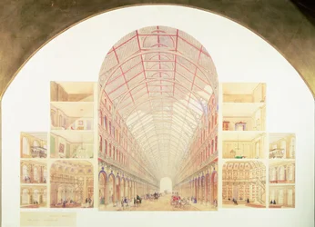 Perspective en section du projet de Great Victorian Way, vers 1854